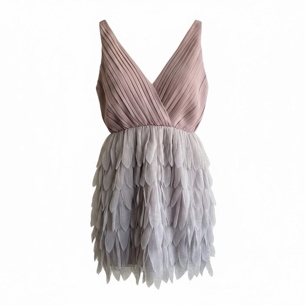 Ark & Co Fairycore Princess Chiffon Dress Lavender Empire Waist Feather Skirt M